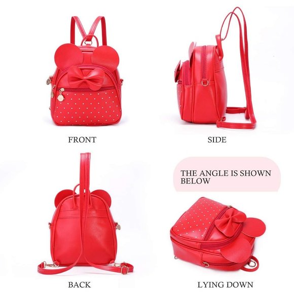 Bowknot Polka Dot Mini Backpack And Convertible Shoulder Bag Purse for Women - Picture 6 of 8